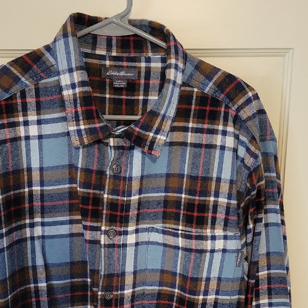 Eddie Bauer Men's Multicolor Plaid Button Down Shirt